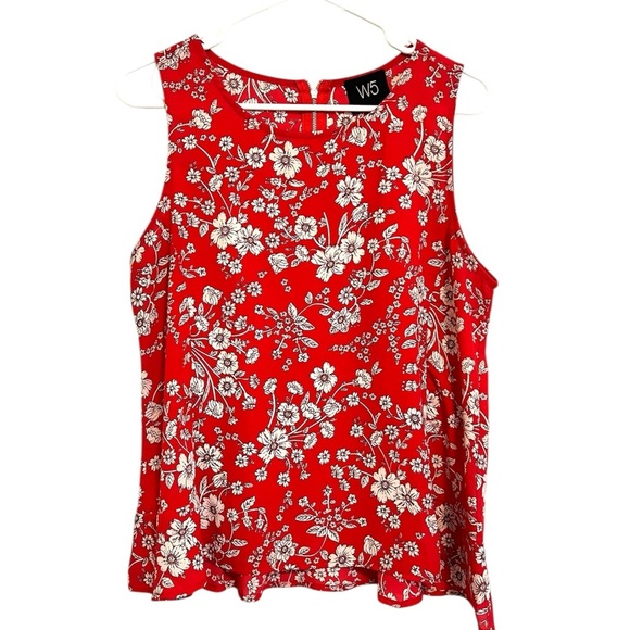 2/$15 W5 - Red Floral Sleeveless Blouse/Top - Picture 1 of 9